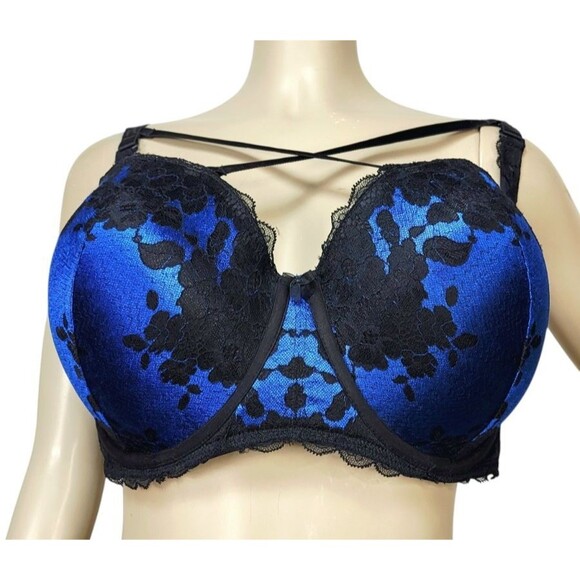 Torrid Lace Blue Strappy Convertible 6 Ways to Wear Strapless Push-Up Bra 42DDD - Picture 5 of 15